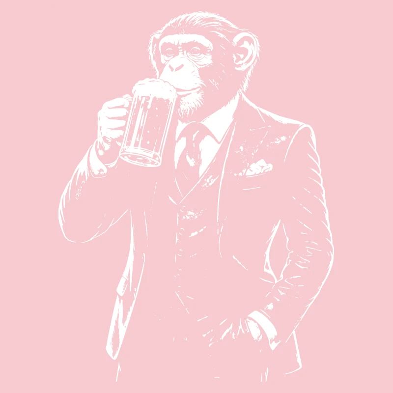 Suited Monkey Sipping Beer