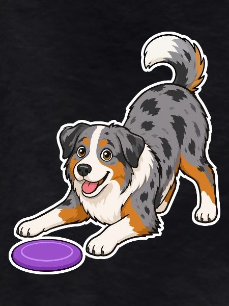 Australian Shepherd mit lila Frisbee