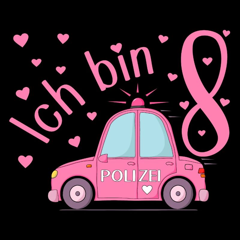 Polizeiauto Ich bin 8 Geburtstag Rosa