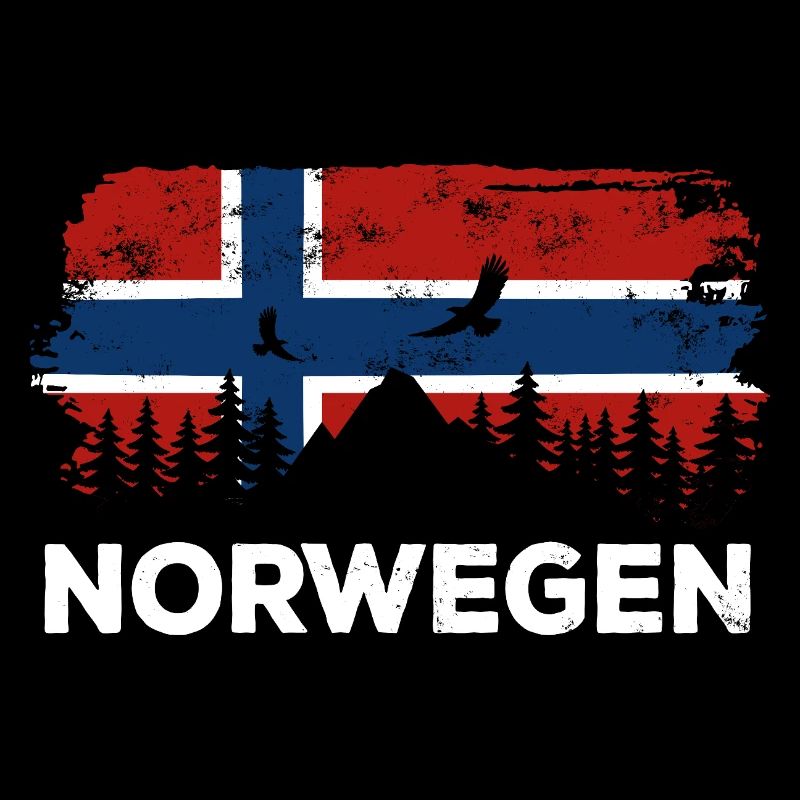 Silhouette de Norvège - Drapeau de la nature des vacances