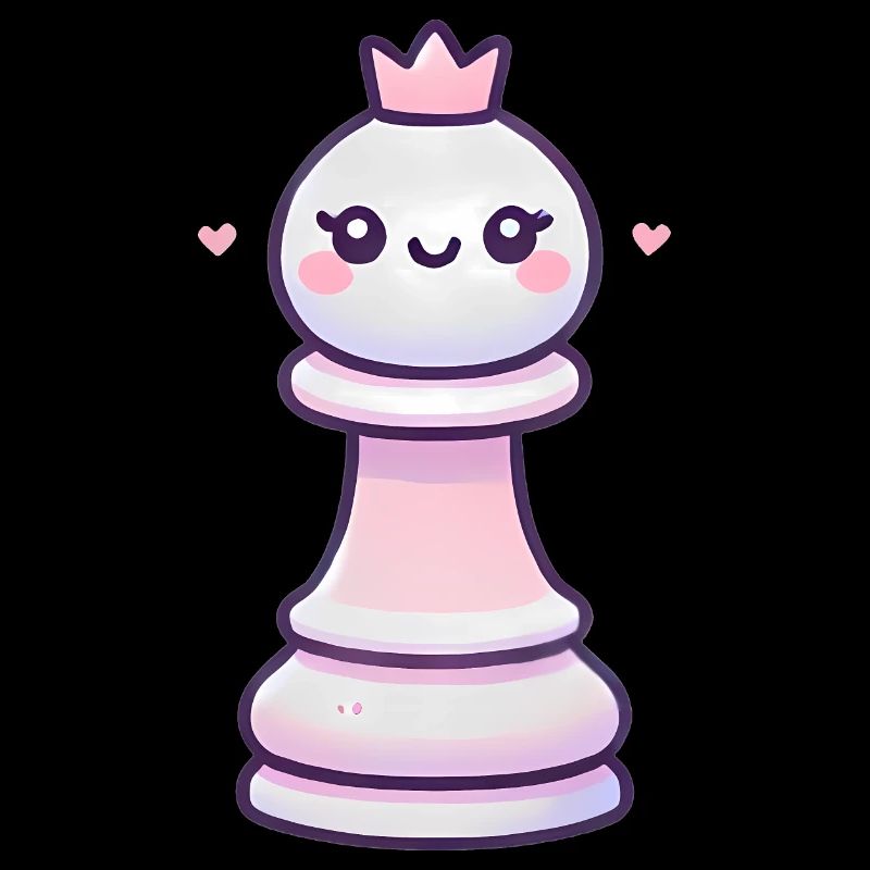 Adorable design de reine d’échecs kawaii