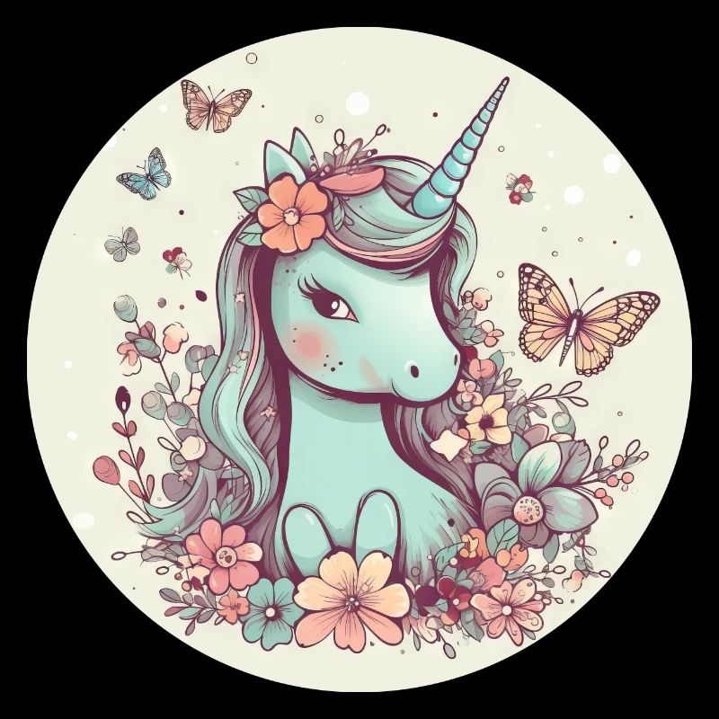 Spring awakening with unicorn and butterfly