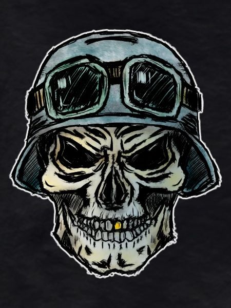 Crazy Biker skull with helmet