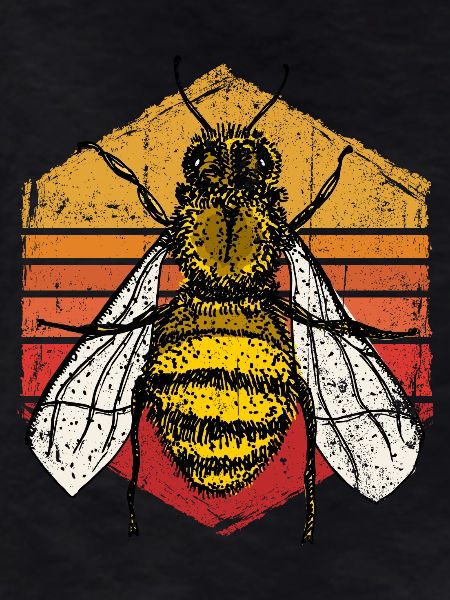 Sunset Bee Retro Illustration