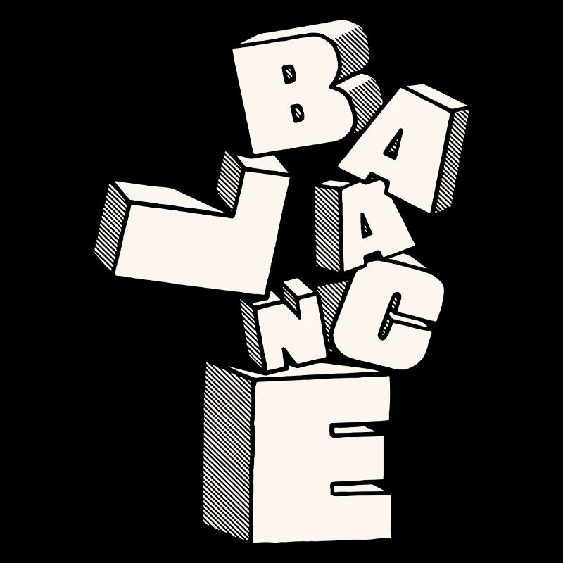 Balance in 3D Block Letters