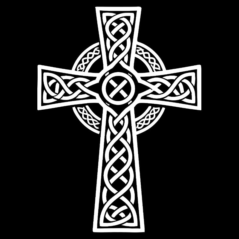 Croix celtique nœudé blanc sur noir