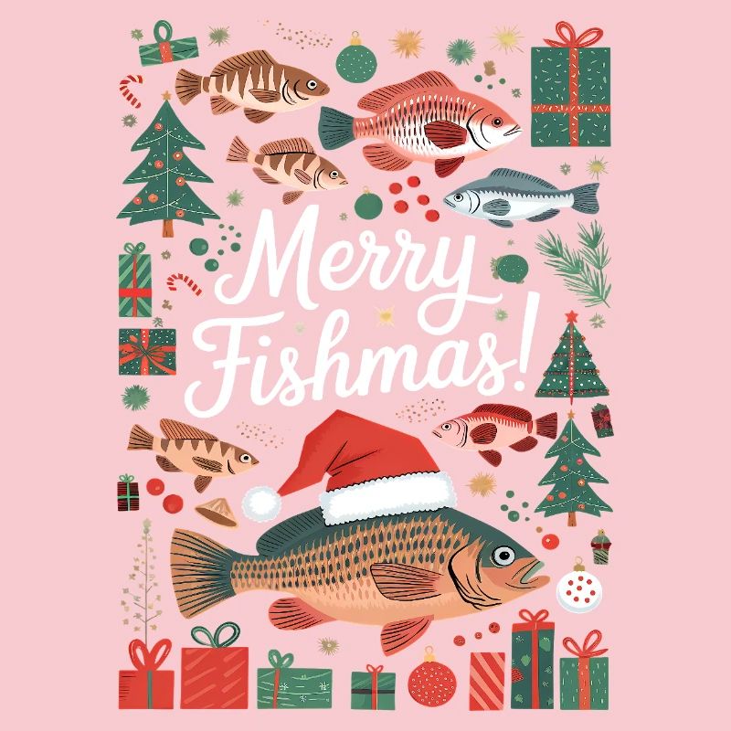 Pulls de Noël Pêcheur Carpe de Poissons Joyeuse