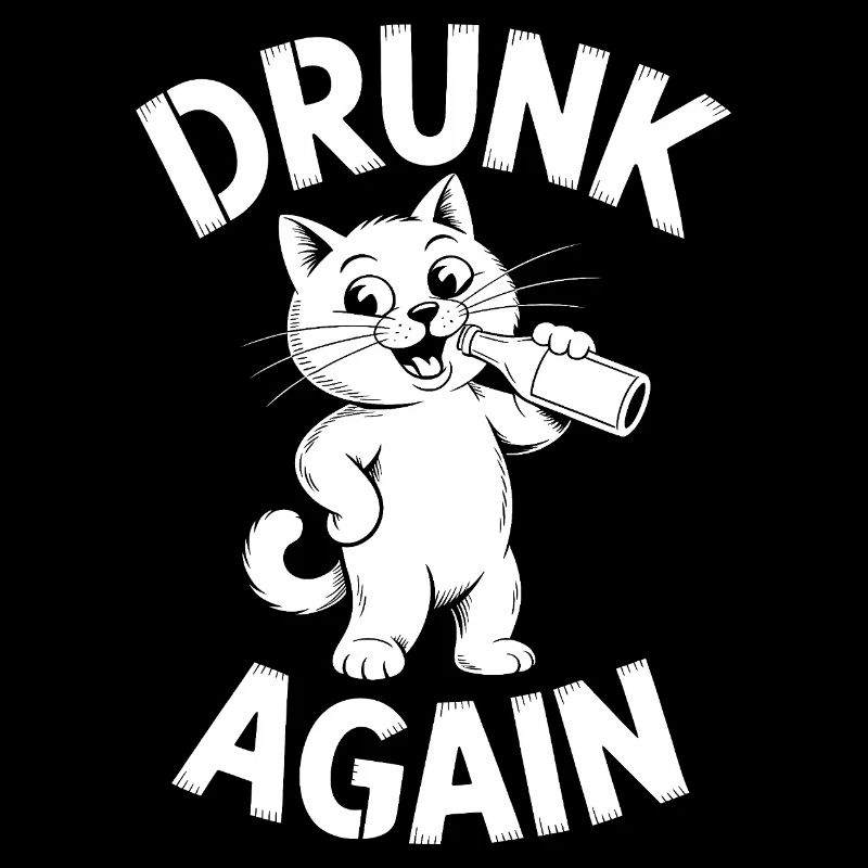 Drunk Again - Funny Cat T-Shirt