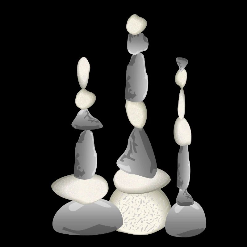 Three Zen-style balancing stone towers