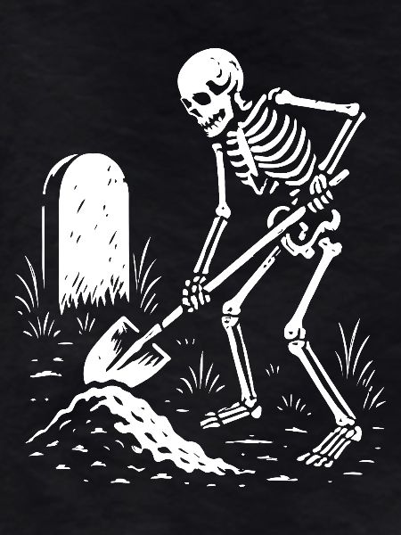 Skeleton Digging in Graveyard
