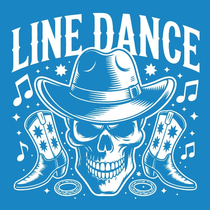 Line Dance Skull with Stetson and Boots and Lasso