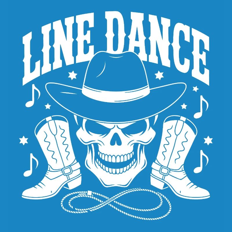 Line Dance Skull with Stetson and Boots and Lasso
