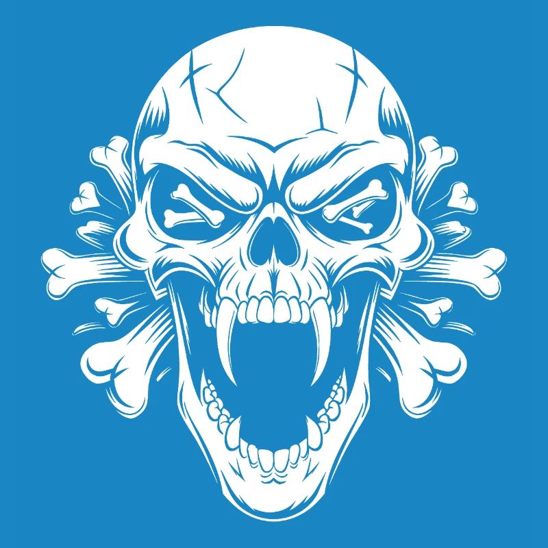Angry skull with long teeth