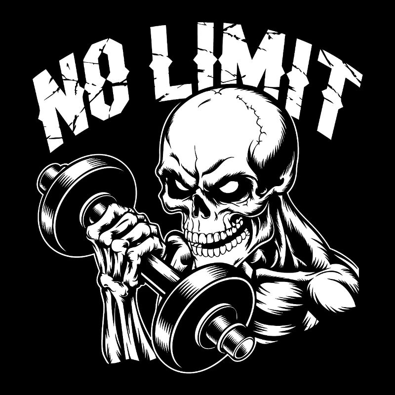 No Limit Workout Bodybuilding Skull mit Hantel