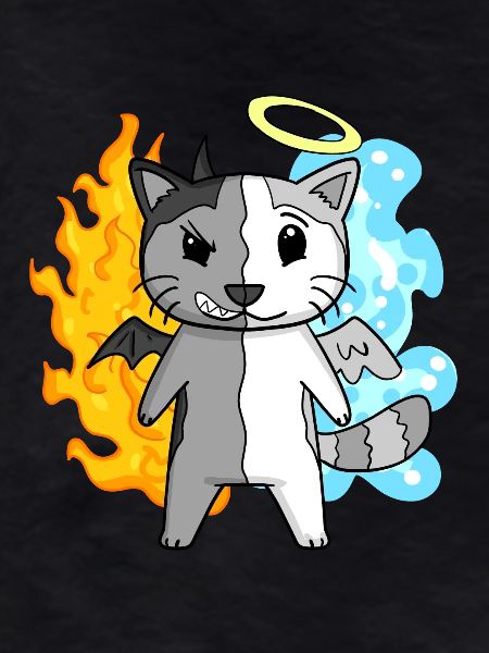 Cat Angel and Devil
