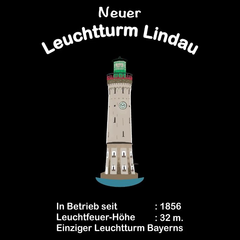 Lindau, Neuer Leuchtturm, Bodensee, Zeichnung
