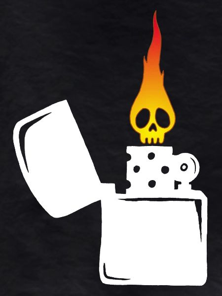 flaming skull and white lighter