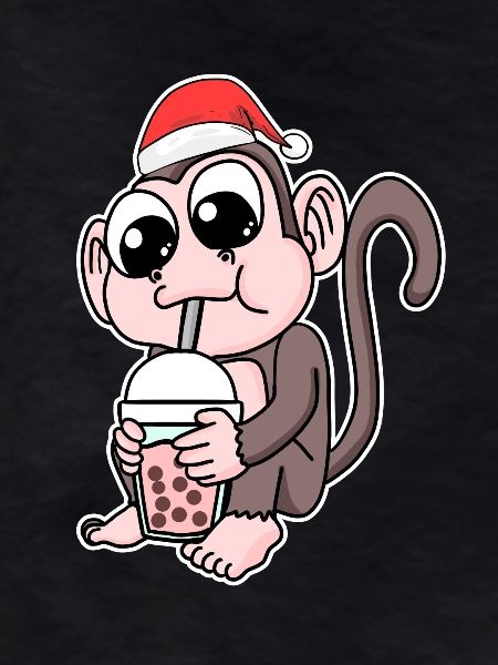 Monkey Christmas Bubble Tea