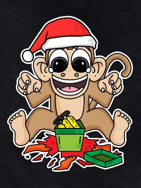 Monkey with Christmas hat