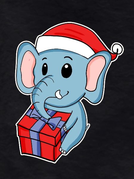 Elephant with Christmas hat