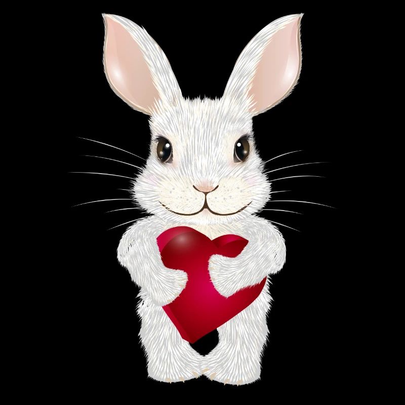 white rabbit with heart for valentine's day