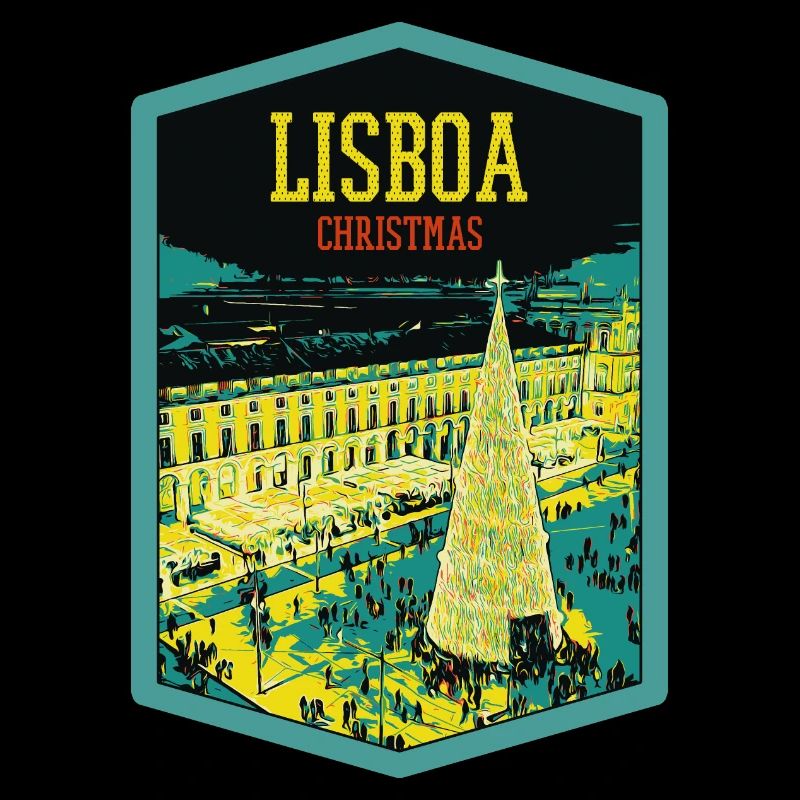 Illustration Commerce Square, Christmas in Lisbon