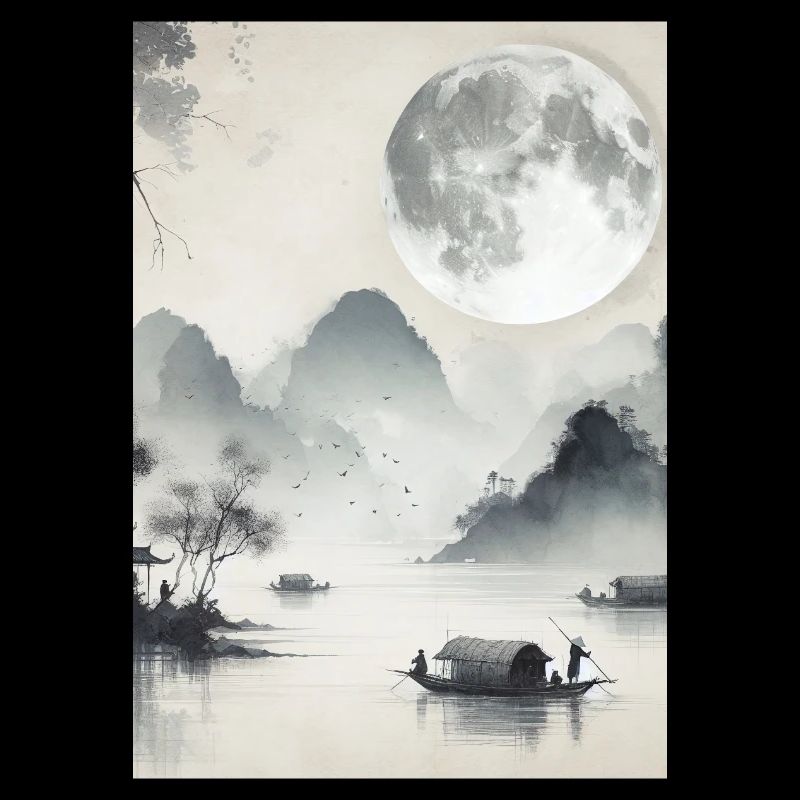 CHINESE FULL MOON SERENITY LANDSCAPE