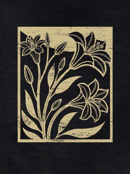 Lilies - Woodcut - Spring - Summer - Saying