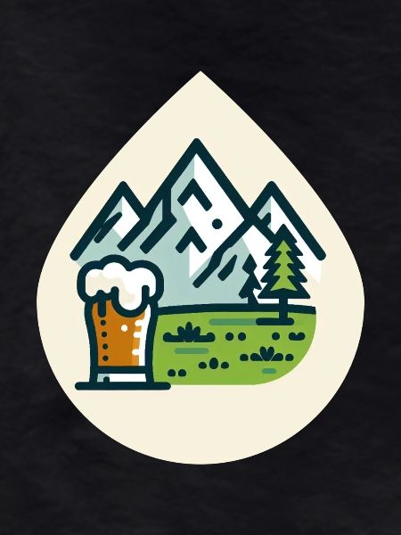 Mountain scenery with beer glass