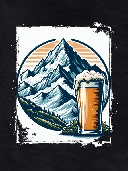 Mountain and Beer Nature Motif