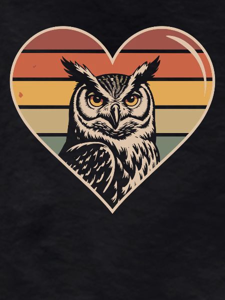 Retro Owl Heart Design