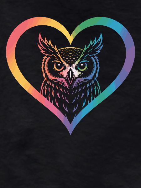 Rainbow Owl Heart Design