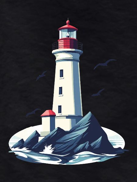 Lighthouse on rocky coast
