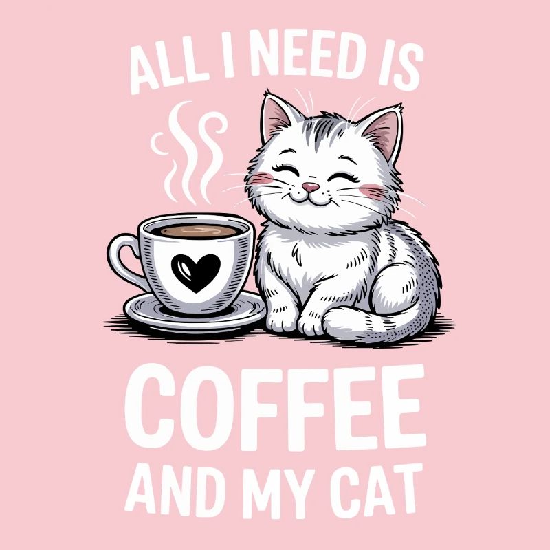 Conception de citation de café et de chat