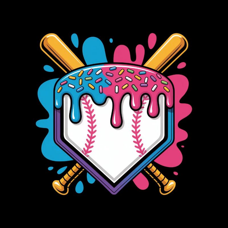 Assiette de baseball avec pépites de crème glacée