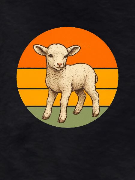 Lamb in Retro Sunset Circle