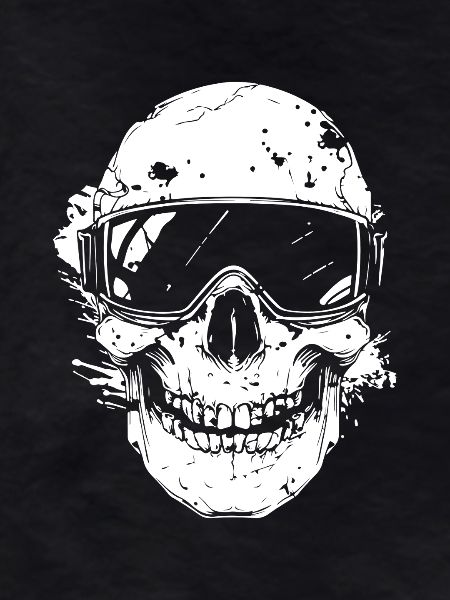 Skull in helmet with goggles