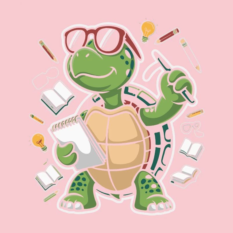 Learning turtle with glasses
