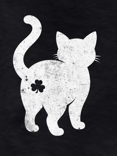 Cat silhouette with shamrock