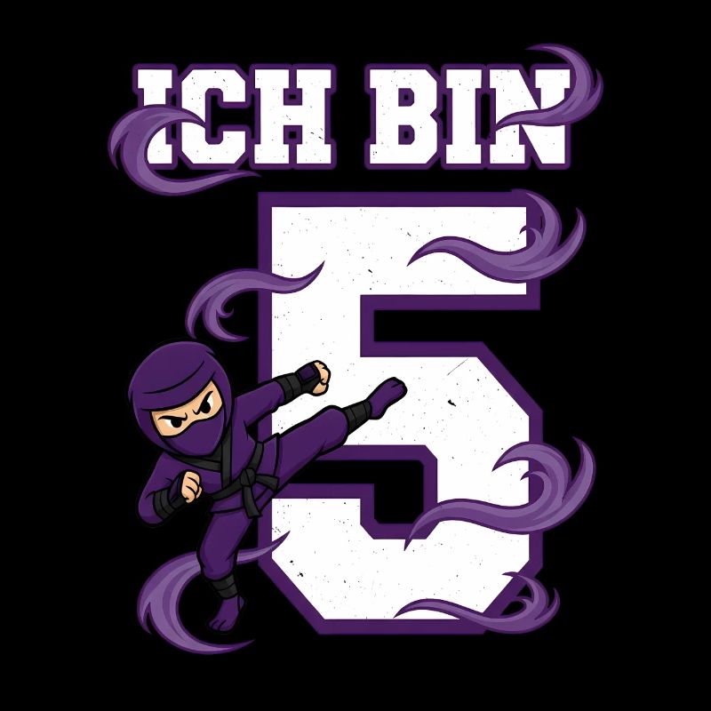 Ich bin 5 Ninja 5. Geburtstag Lila Karate