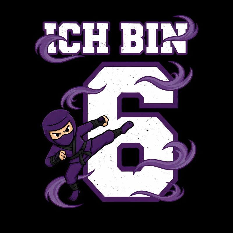 Ich bin 6 Ninja 6. Geburtstag Lila Karate