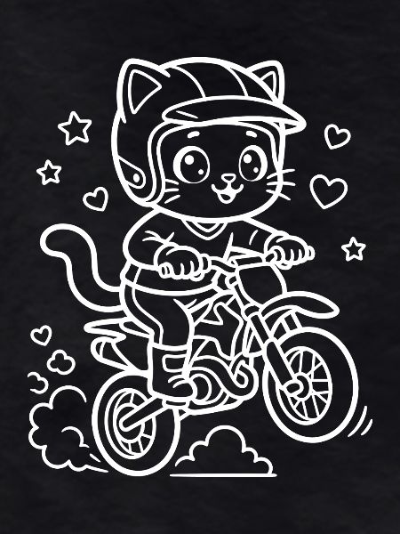 Motocross Kawaii Cat