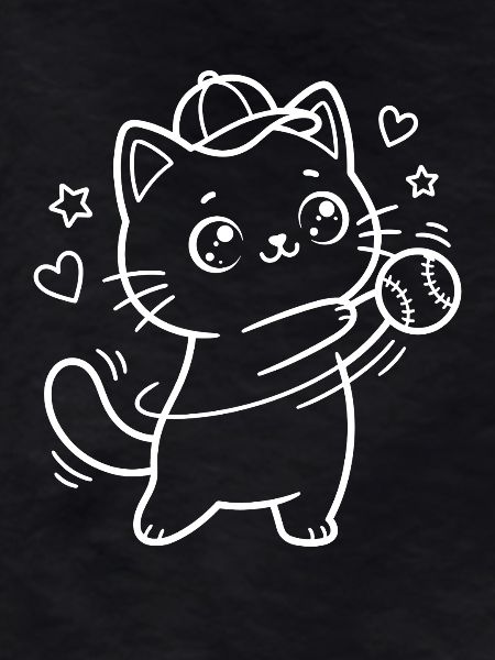 Kawaii Cat Baseball Player