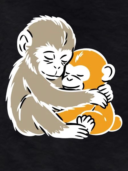 Monkey Hug Duo Illustration