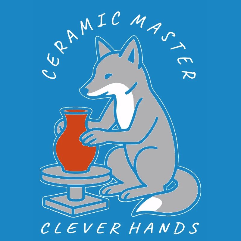Ceramic Master Fox on Pottery Wheel