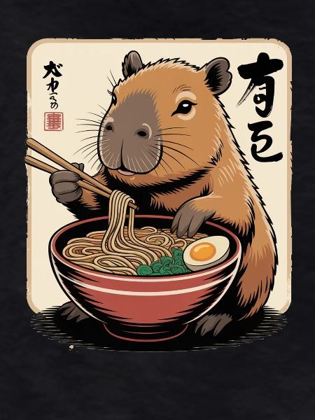 Capybara Ramen Art with Chopsticks