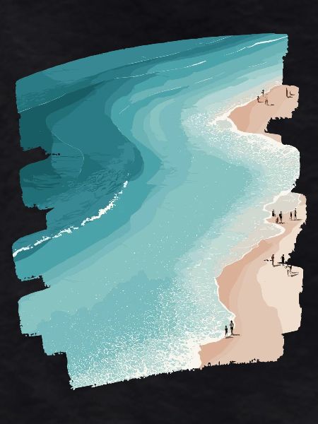 Beach Sea Palm Trees Retro