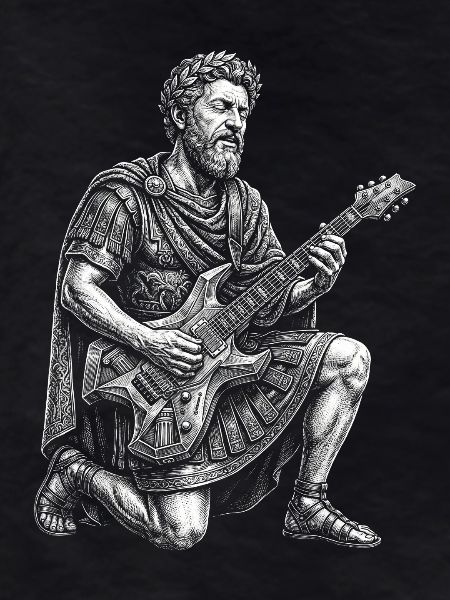 Marcus Aurelius plays guitar