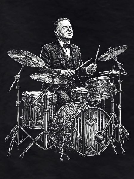 Herbert Hoover plays drums