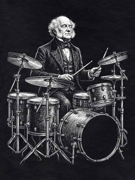 Martin Van Buren plays drums